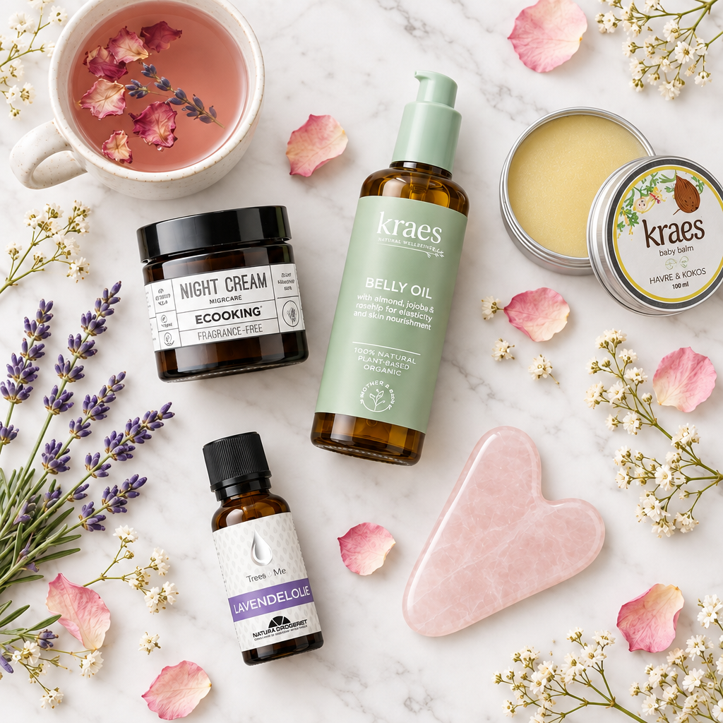Flatlay med fast balm i Baby Balm-dåsen